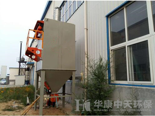 華康環保為天津攪拌站生產的倉頂布袋除塵器